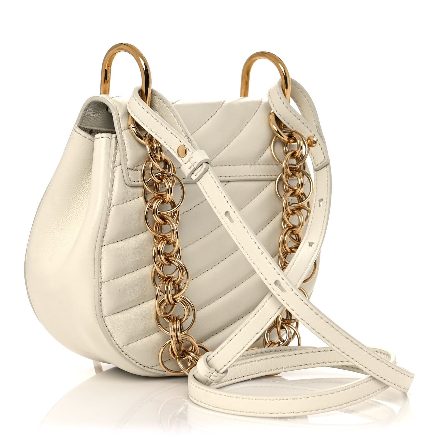 Calfskin Quilted Drew Bijou Shoulder Bag Natural White