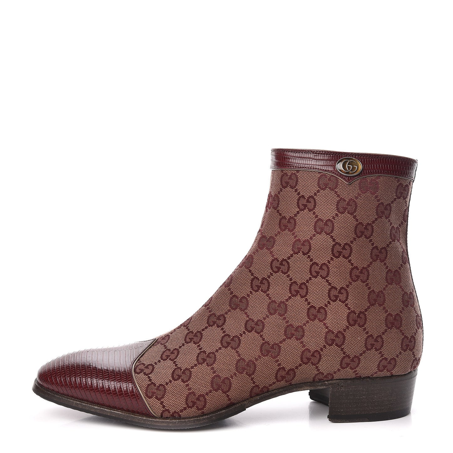 GG Monogram Lizard Mens GG Ankle Boots 9 Sahara Rubino Bright Bordeaux