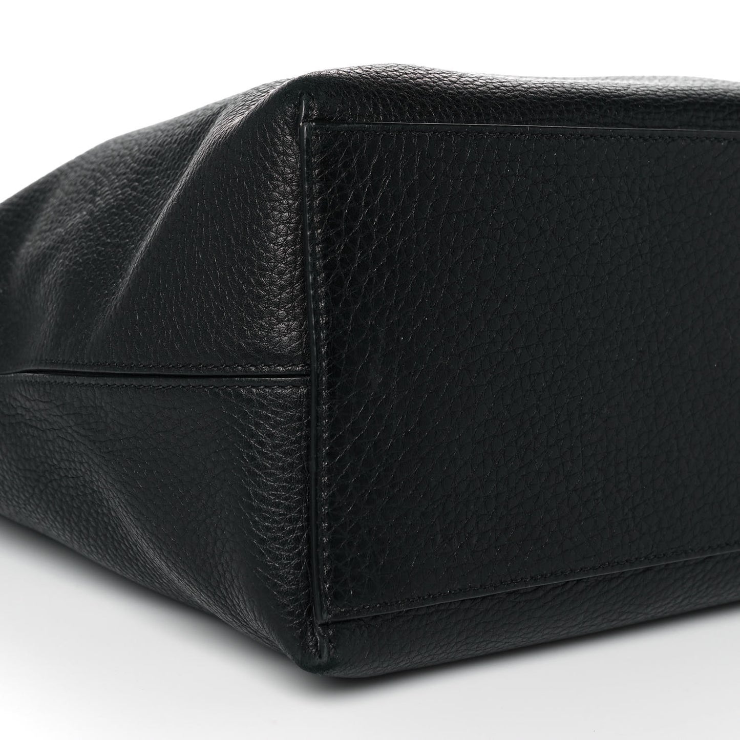 Grained Calfskin Rockstud Shoulder Tote Black