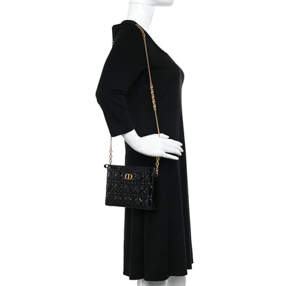 Christian Dior Patent Cannage Caro Zipped Pouch With Chain Black 2 of 10
