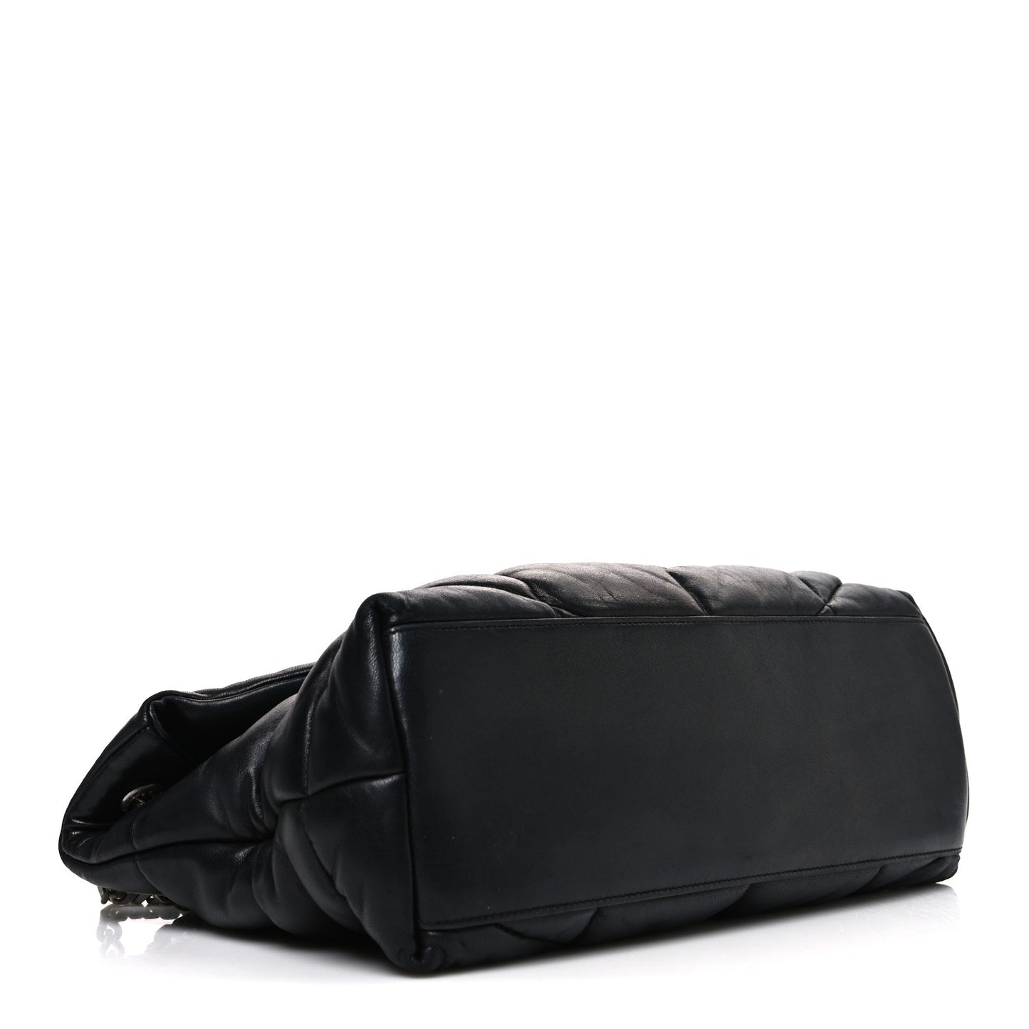 Lambskin Quilted Medium Loulou Puffer Monogram Chain Satchel Black