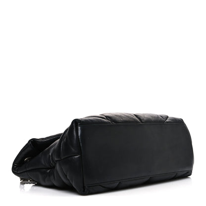 Saint Laurent Lambskin Quilted Medium Loulou Puffer Monogram Chain Satchel Black 4 of 10