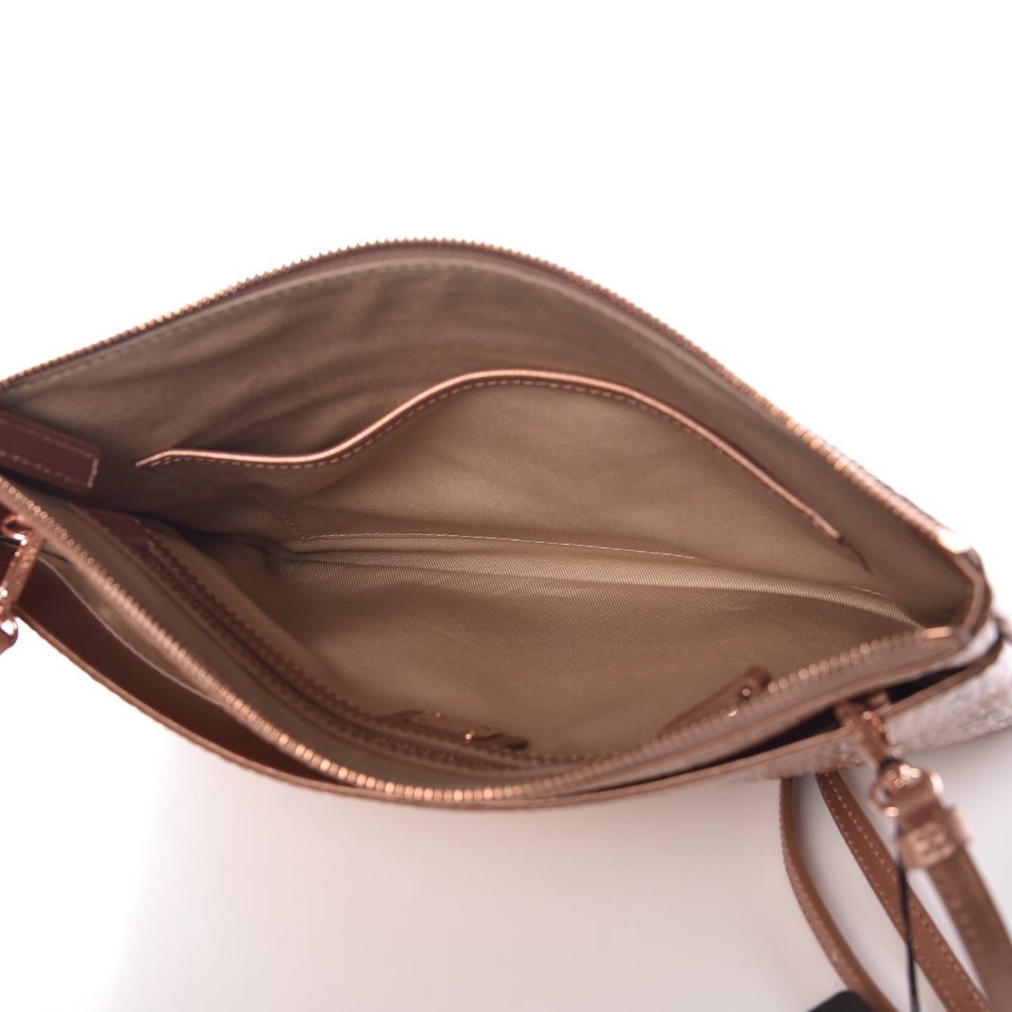 Metallic Visetos Medium Crossbody Pouch Champagne