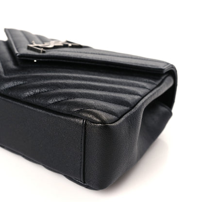 Saint Laurent Sheepskin Matelasse Chevron Monogram Medium College Bag Black 9 of 9