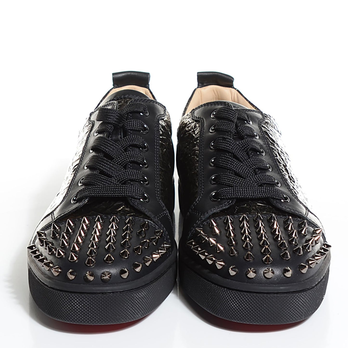 Mens Calfskin Louis Spikes Flat Sneakers 43.5 Black