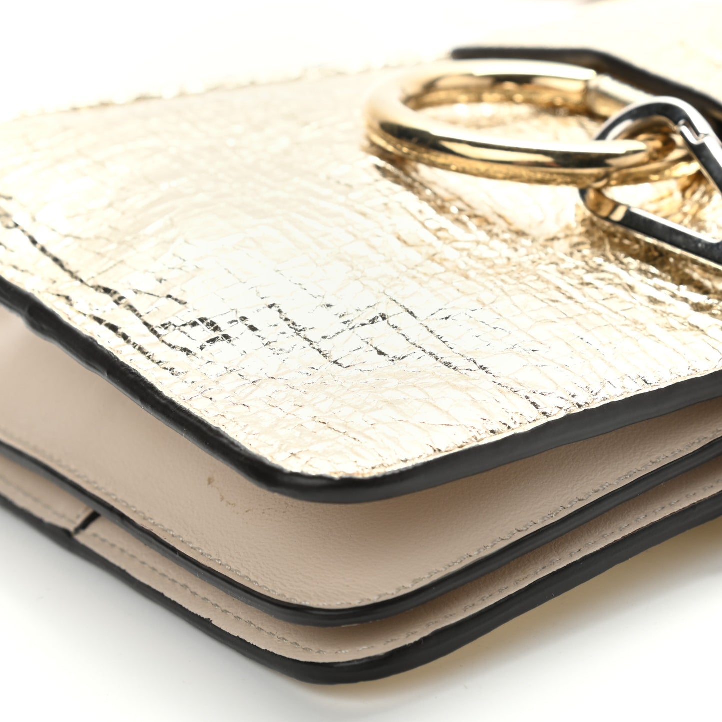 Metallic Calfskin Mini Faye Bag Gold