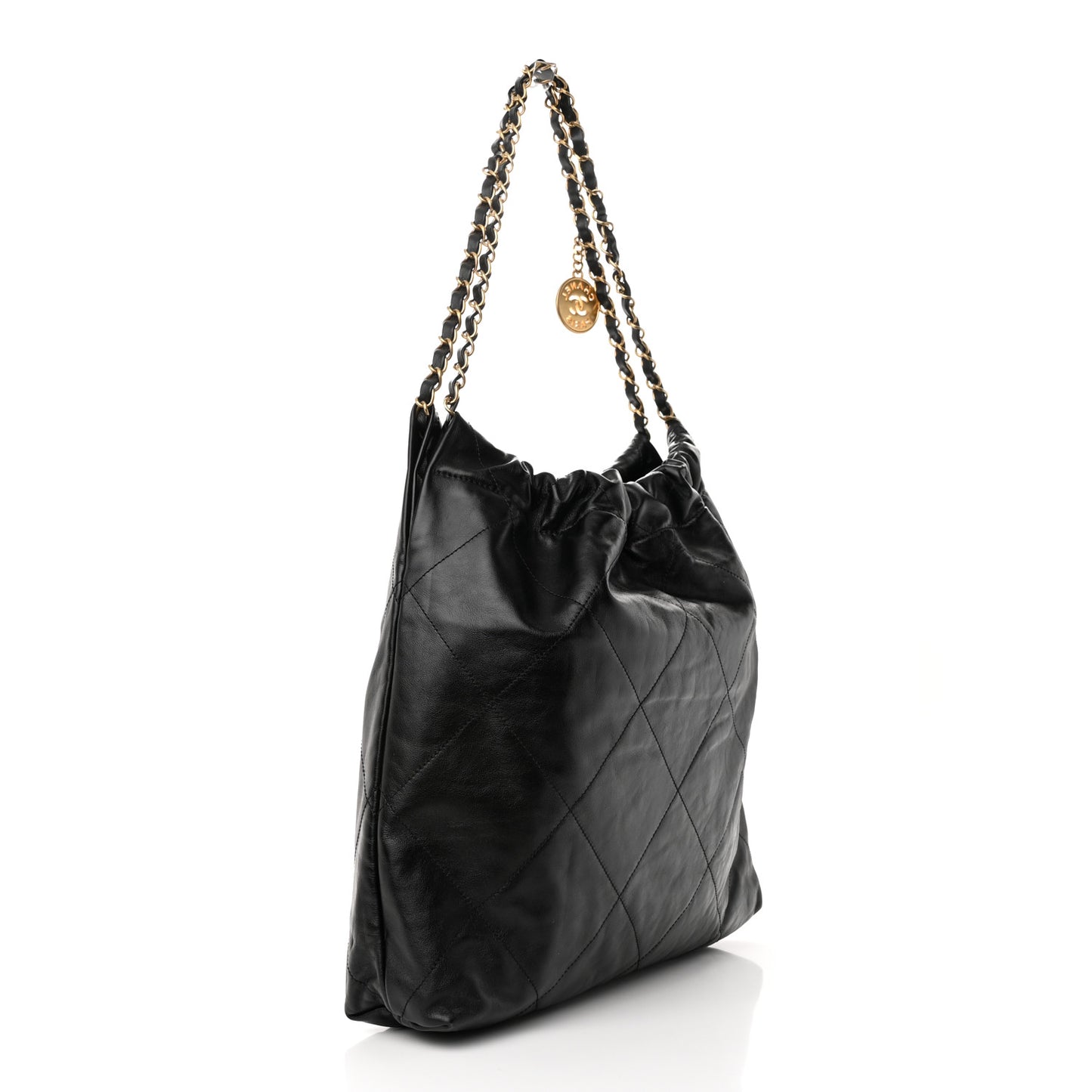 Shiny Calfskin Quilted Chanel 22 Black