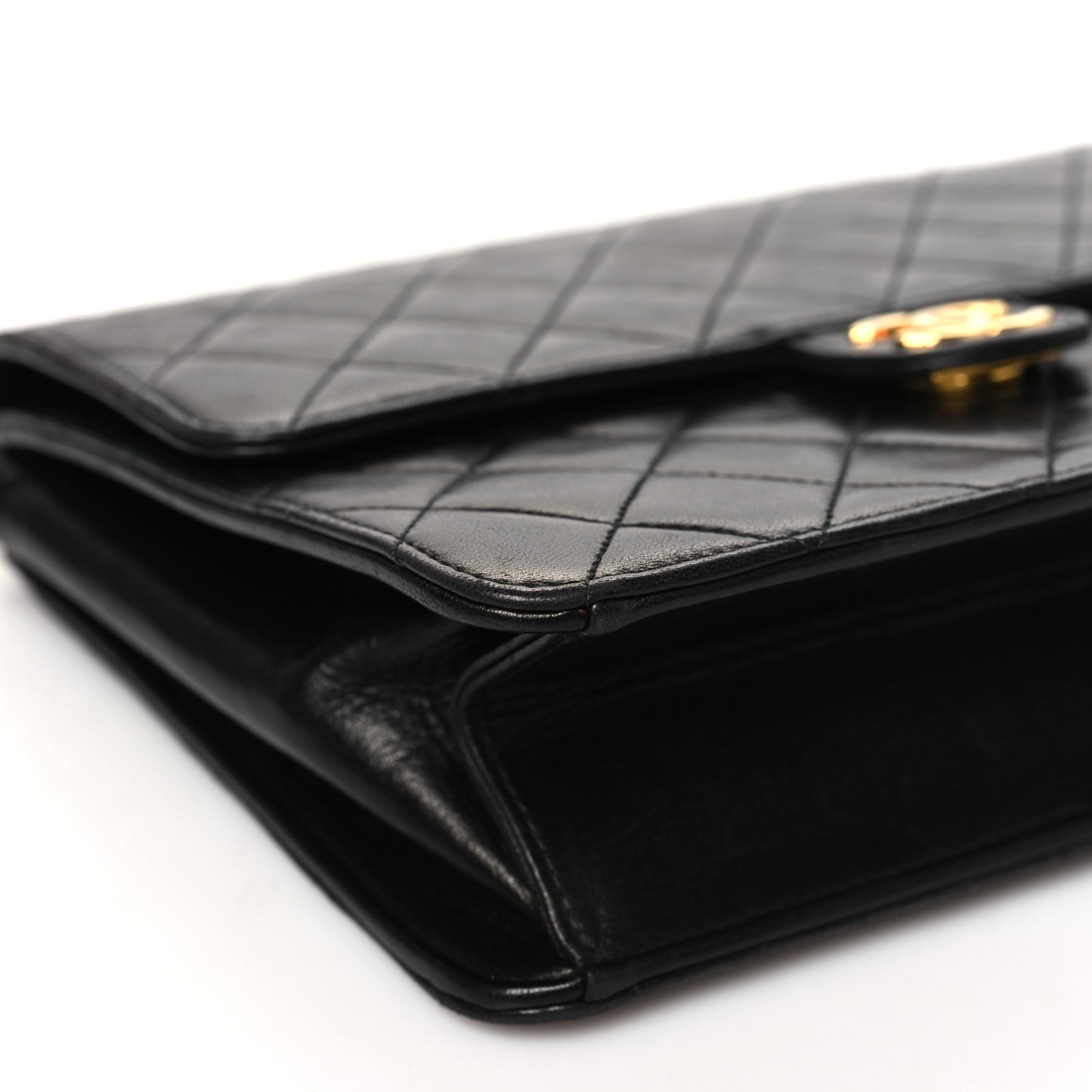 Lambskin Quilted Small Single Flap Black