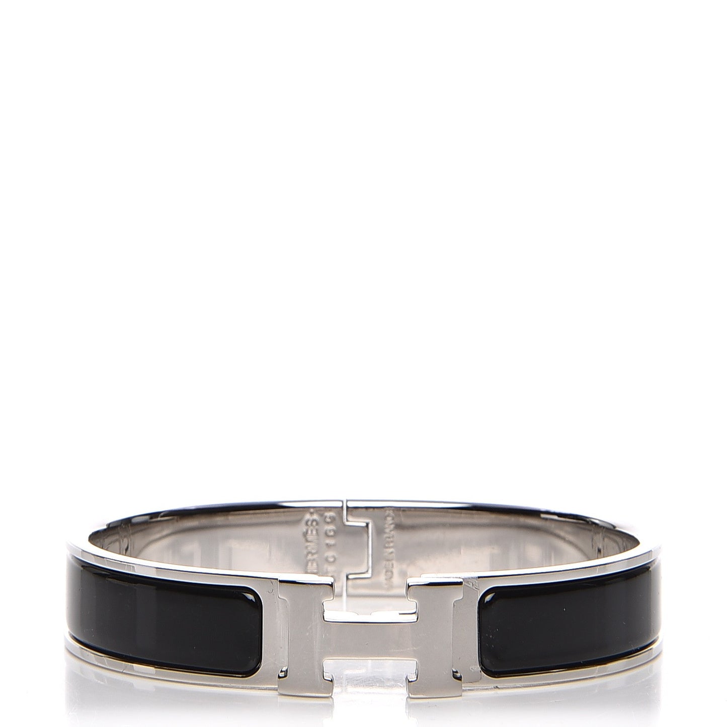 Enamel Narrow Clic Clac H Bracelet GM Black