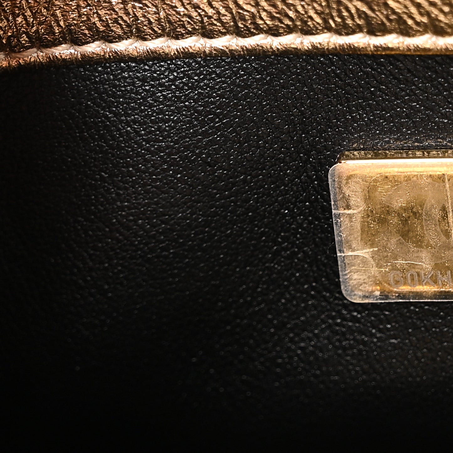Metallic Lambskin Quilted Mini CC Crystal Logo Chain Flap Gold