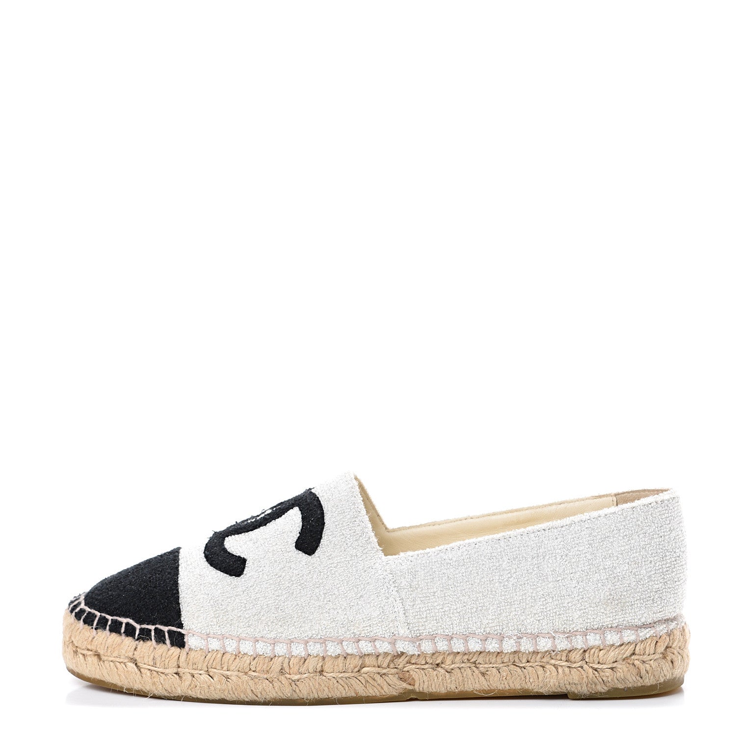 Chanel Terry Cloth CC Espadrilles 40 Silver Black 1 of 10
