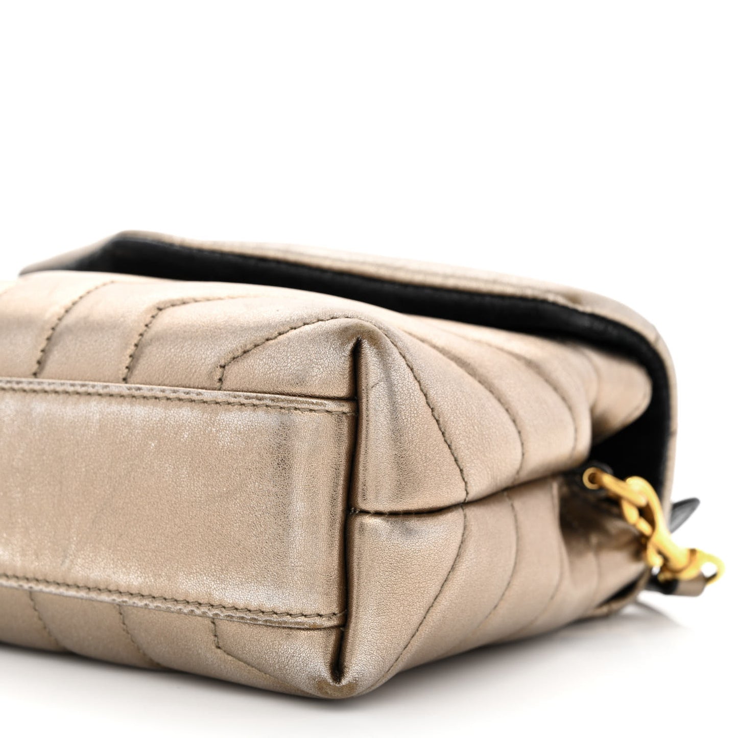 Metallic Calfskin Y Quilted Monogram Toy Loulou Crossbody Bag Piombo
