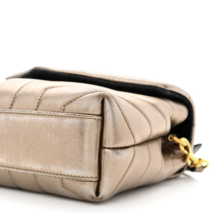 Saint Laurent Metallic Calfskin Y Quilted Monogram Toy Loulou Crossbody Bag Piombo 12 of 13