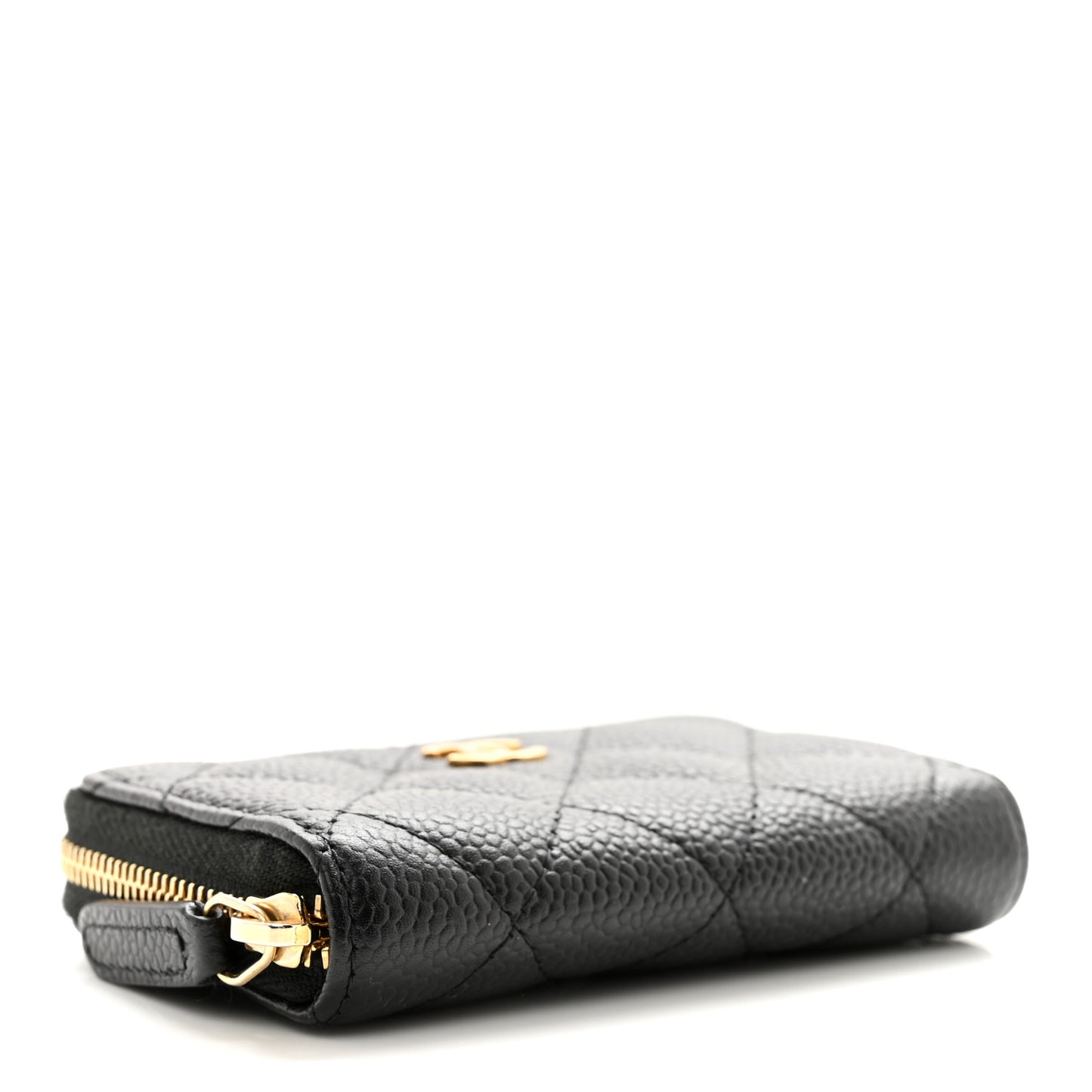 Caviar Quilted Zip Coin Purse Black