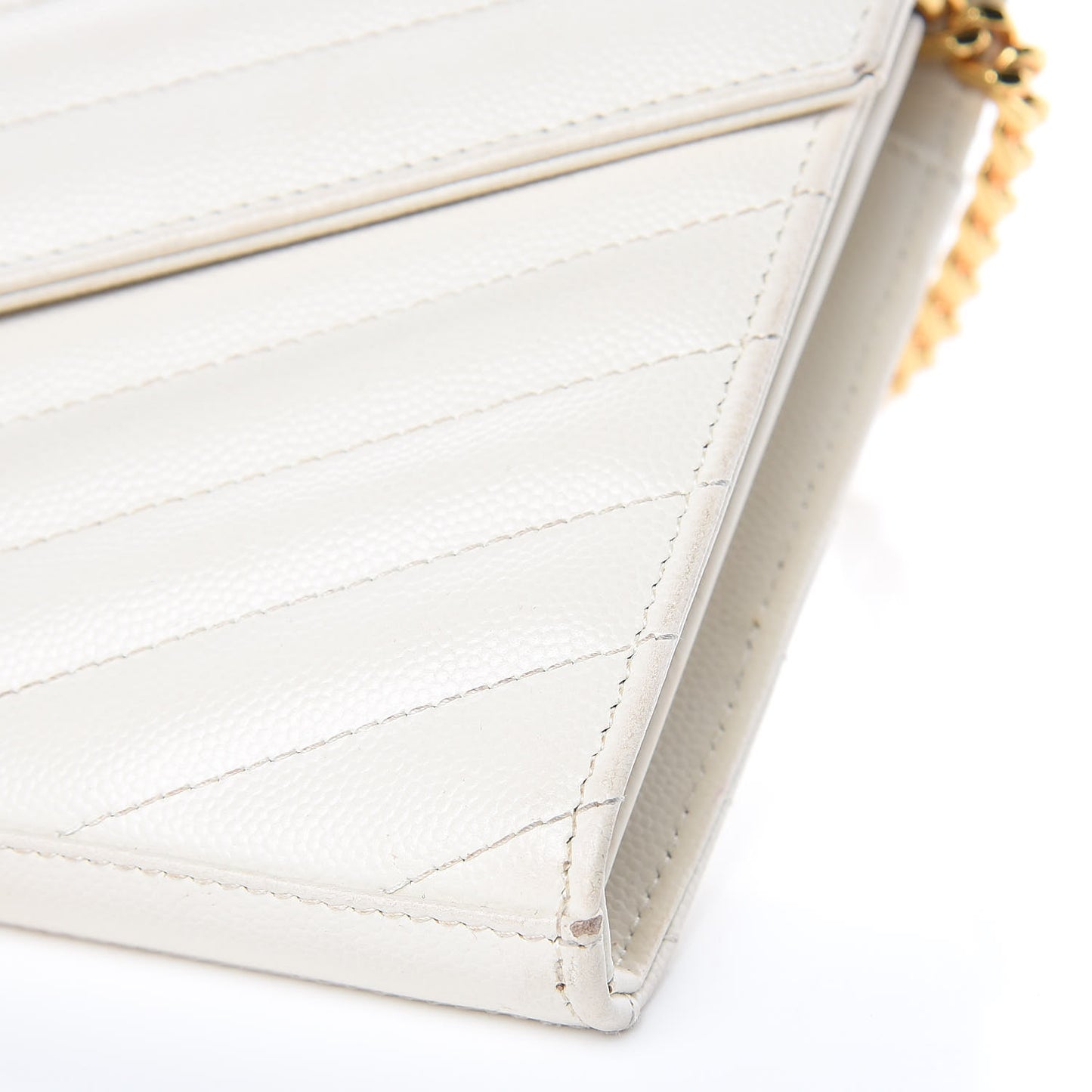 Grain De Poudre Matelasse Chevron Monogram Chain Wallet Porcellana
