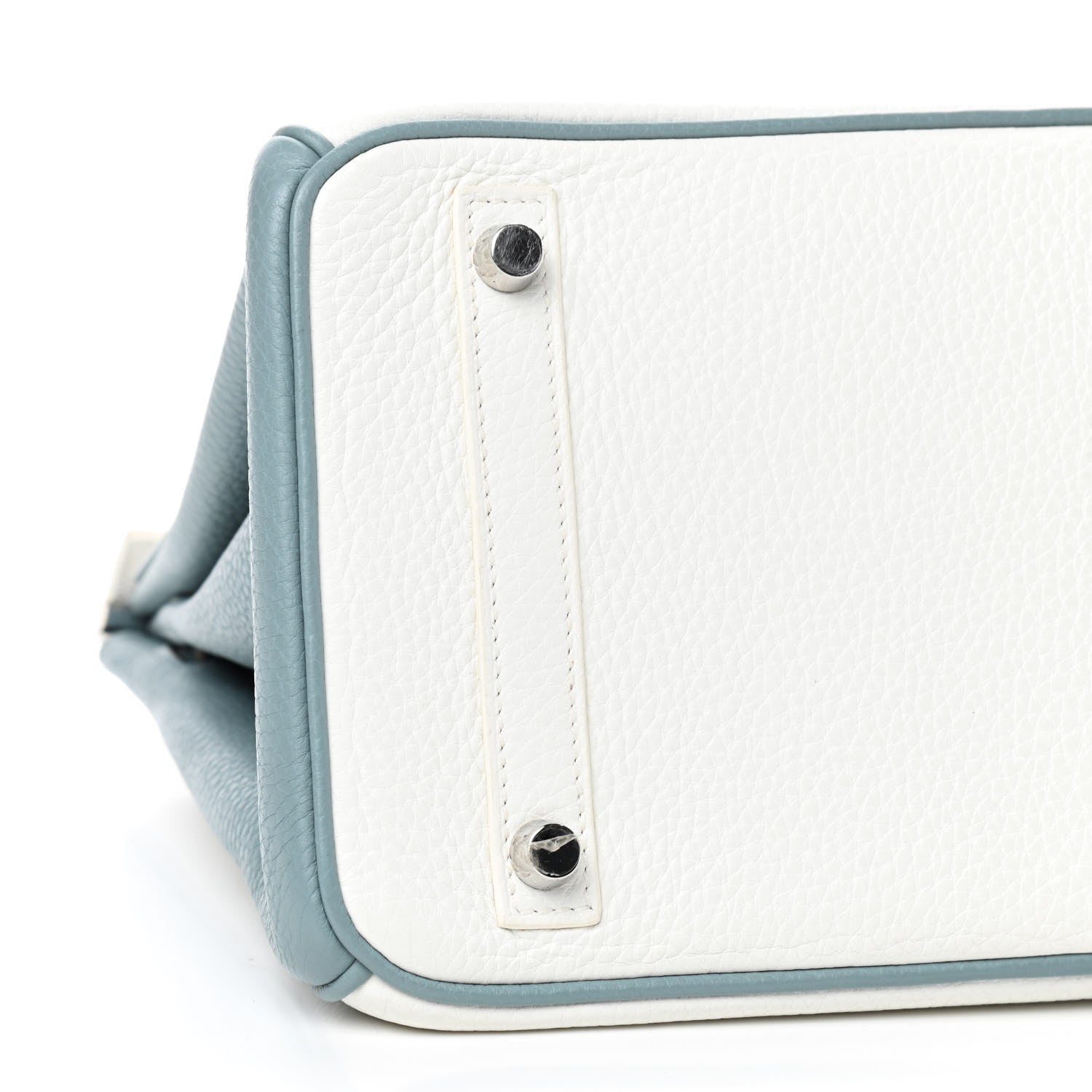 Hermes Togo Bi-Color Horseshoe Birkin 30 White Ciel 6 of 13