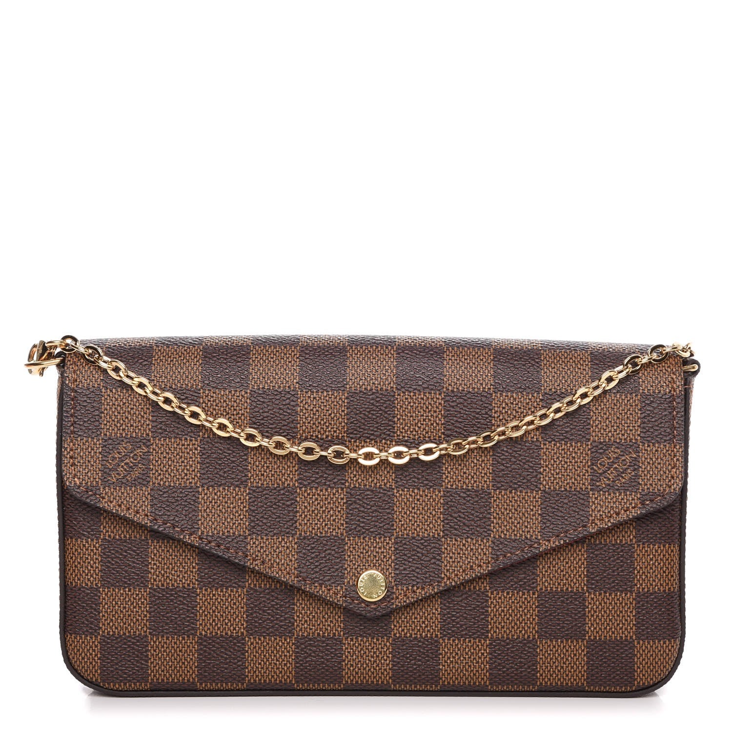 Louis Vuitton Damier Ebene Pochette Felicie Chain Wallet 1 of 13