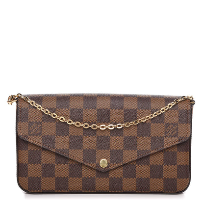 Louis Vuitton Damier Ebene Pochette Felicie Chain Wallet 1 of 13