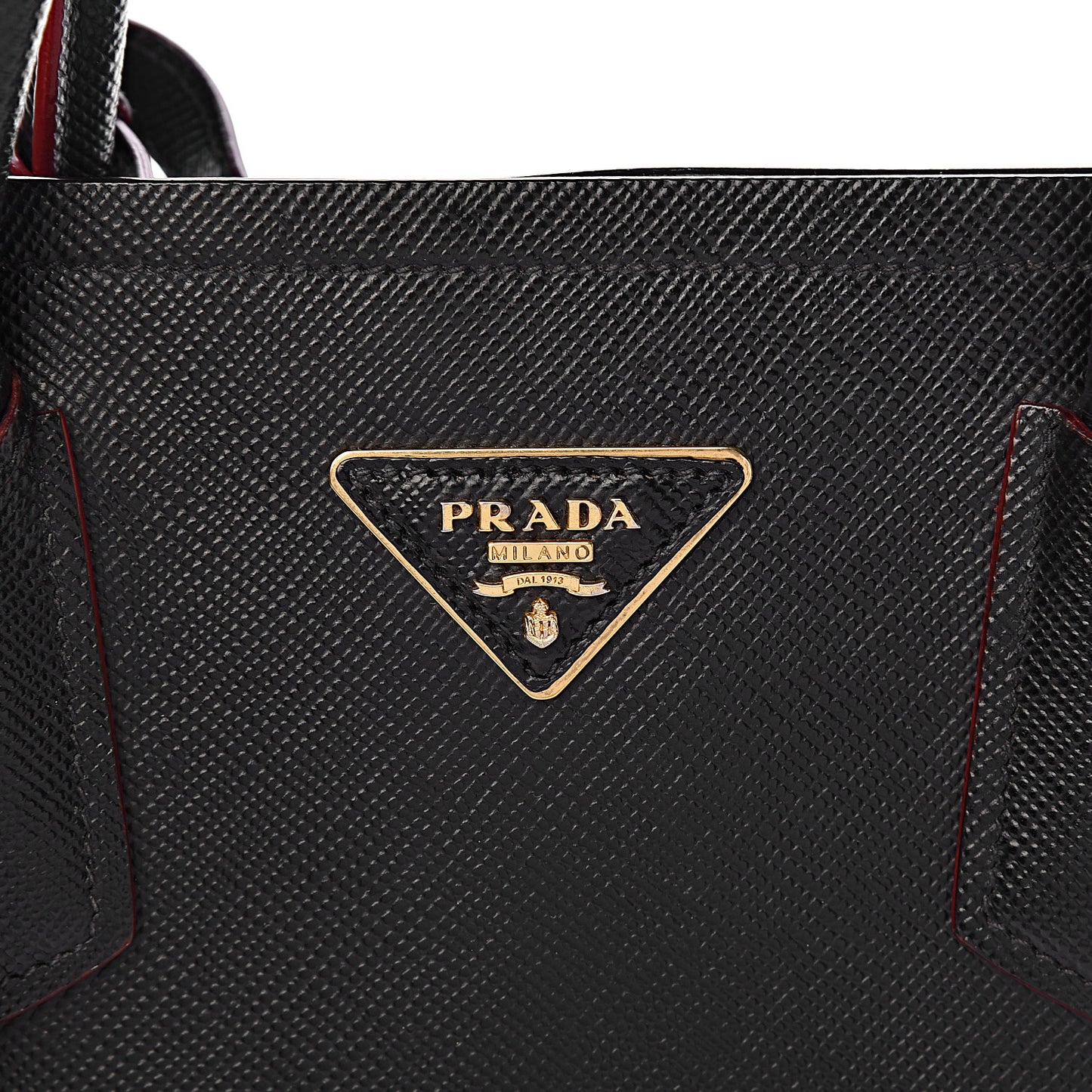 Saffiano Cuir Medium Double Bag Black Fuoco