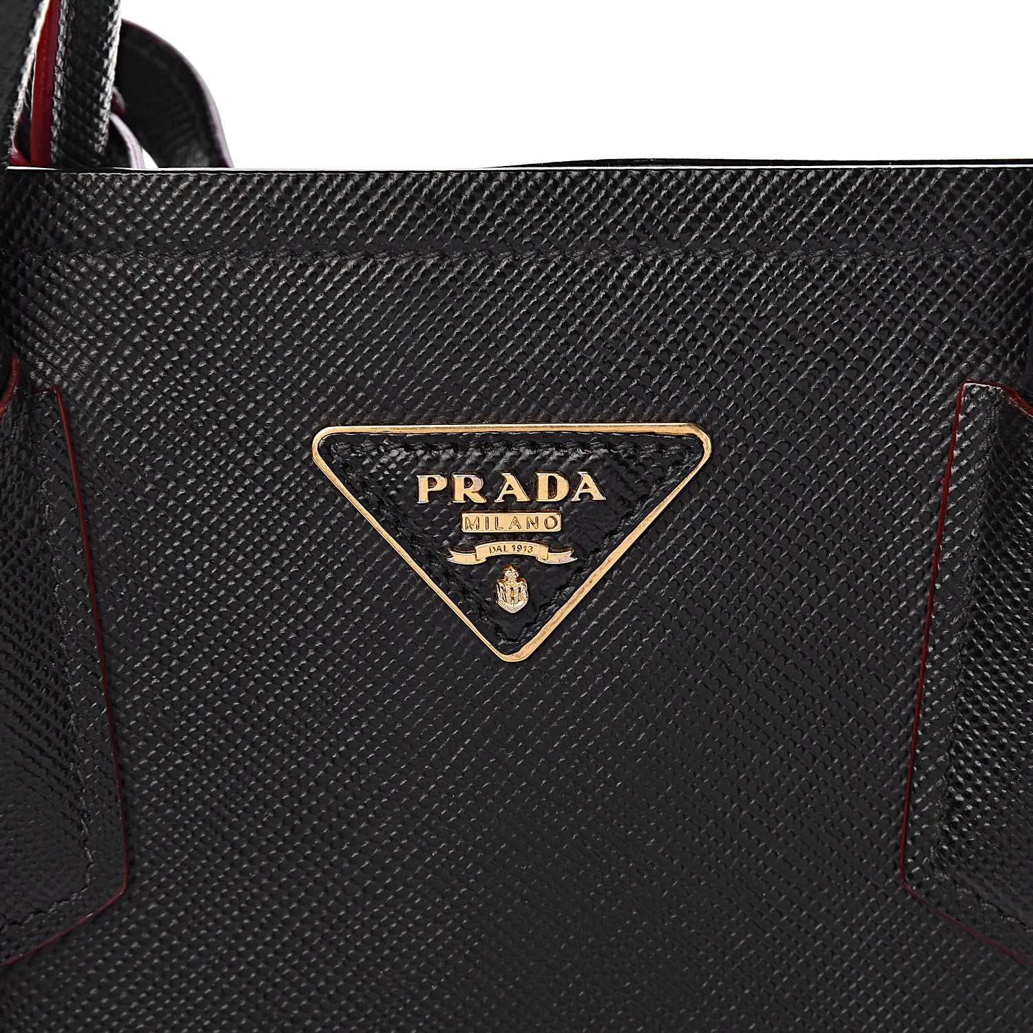 Prada Saffiano Cuir Medium Double Bag Black Fuoco 13 of 13