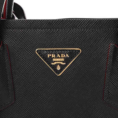 Prada Saffiano Cuir Medium Double Bag Black Fuoco 13 of 13