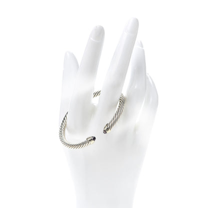 David Yurman Sterling Silver 14K Yellow Gold Amethyst 5mm Cable Classics Petite Color Bracelet 2 of 5