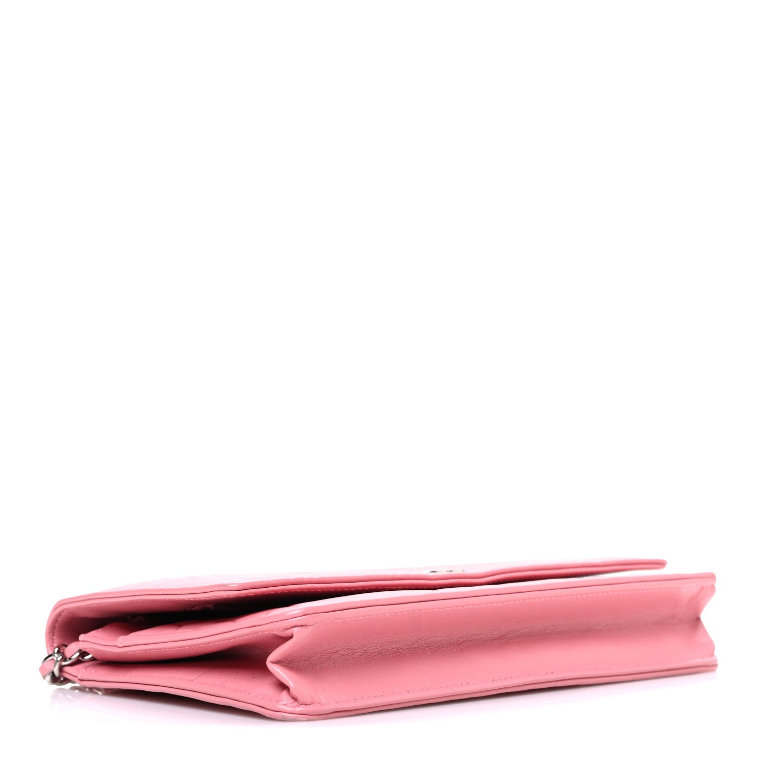 Chanel Lambskin Camellia Embossed Wallet on Chain WOC Pink 4 of 13