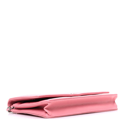Chanel Lambskin Camellia Embossed Wallet on Chain WOC Pink 4 of 13