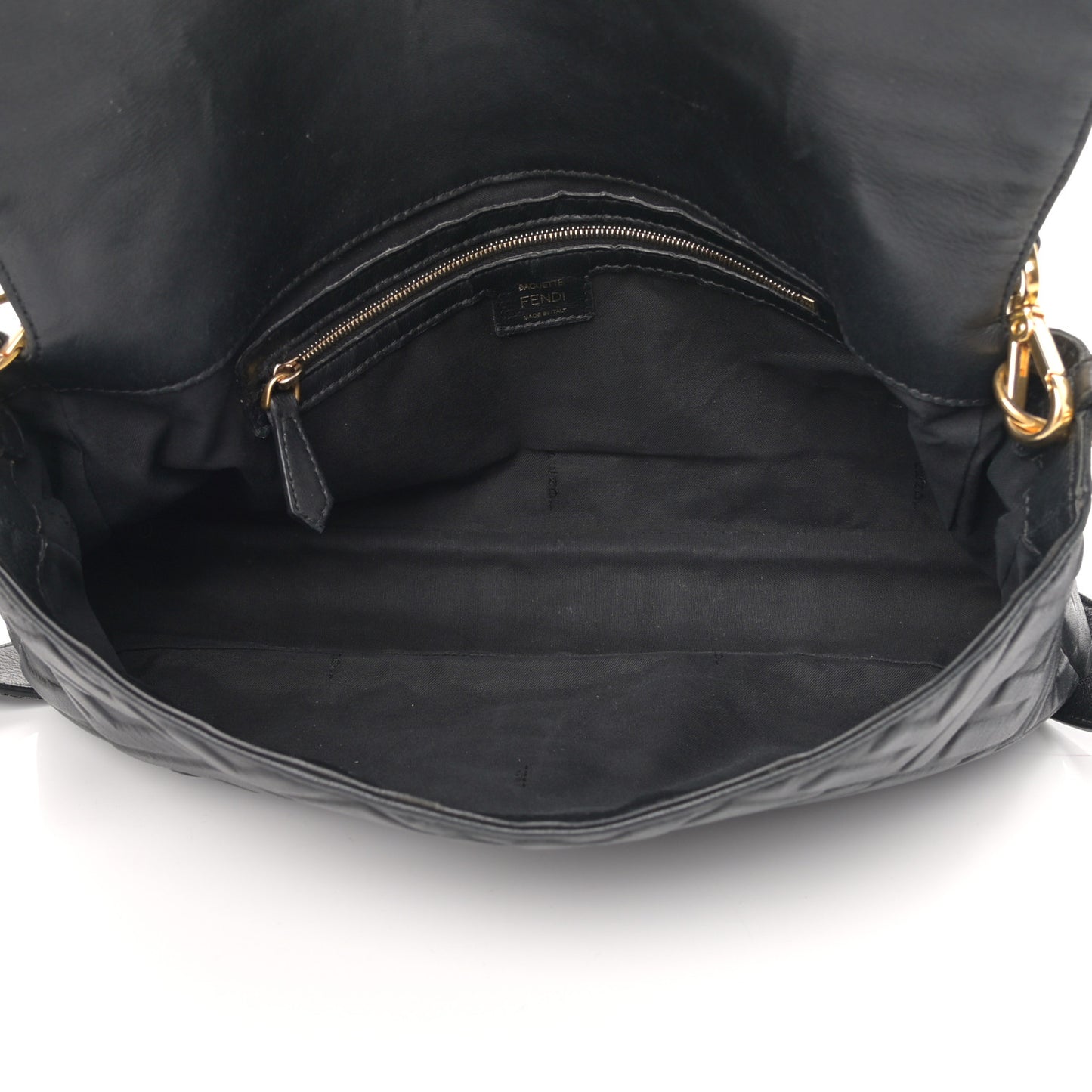 Nappa FF 1974 Embossed Large Baguette Black
