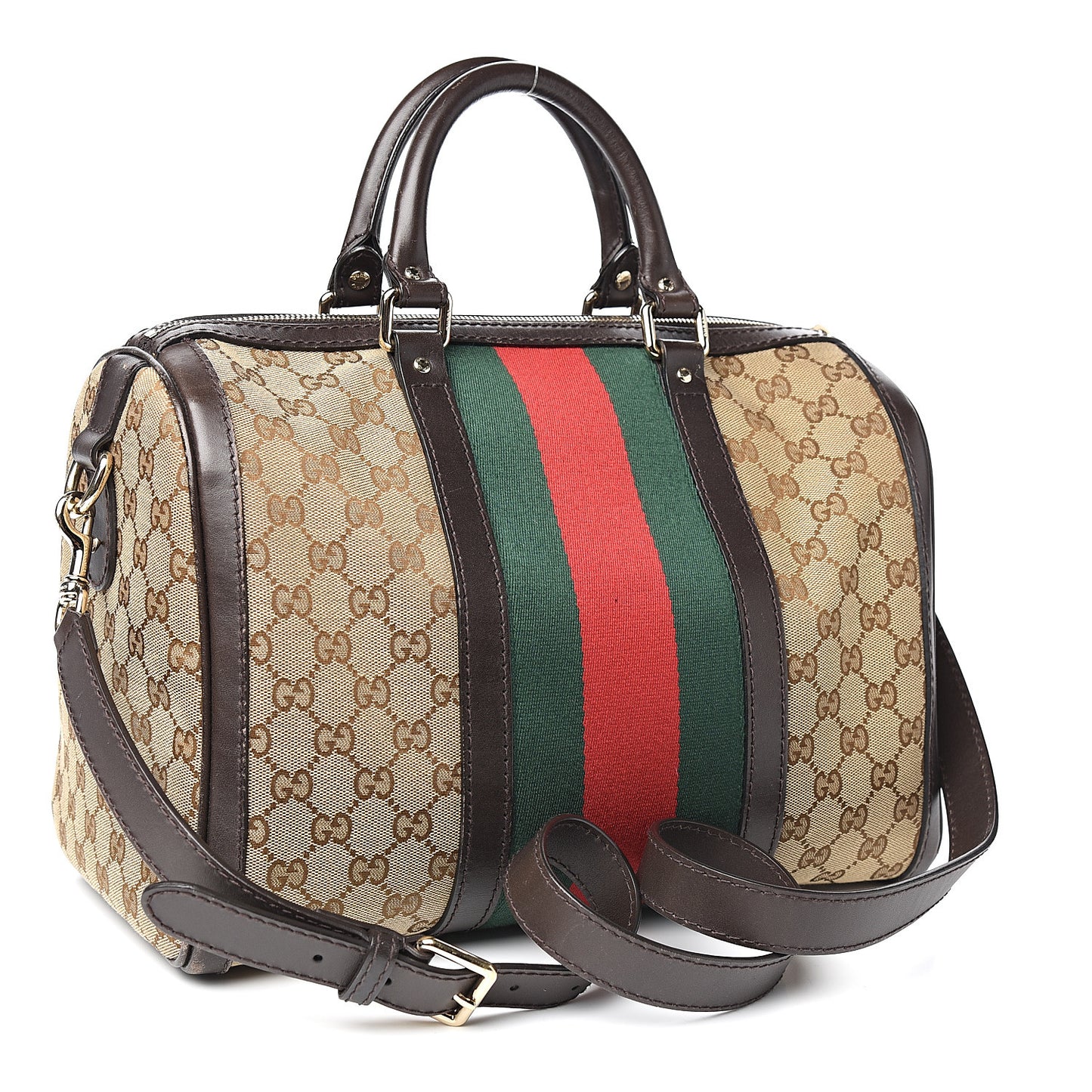 Monogram Vintage Web Medium Boston Dark Brown