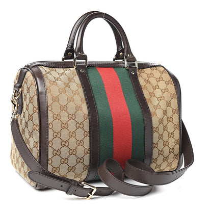 Gucci Monogram Vintage Web Medium Boston Dark Brown 2 of 10