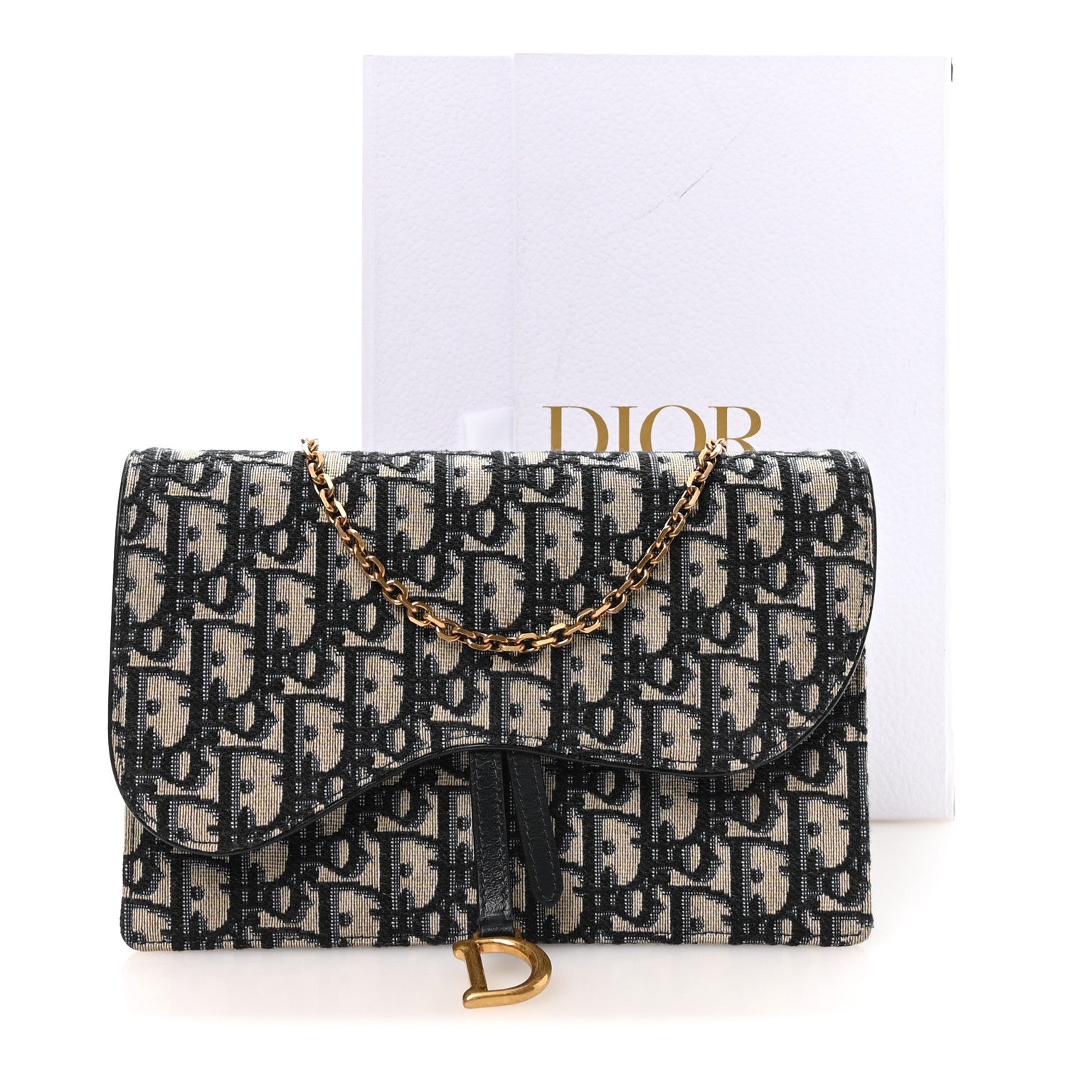 Christian Dior Oblique Saddle Chain Pouch Blue 11 of 11