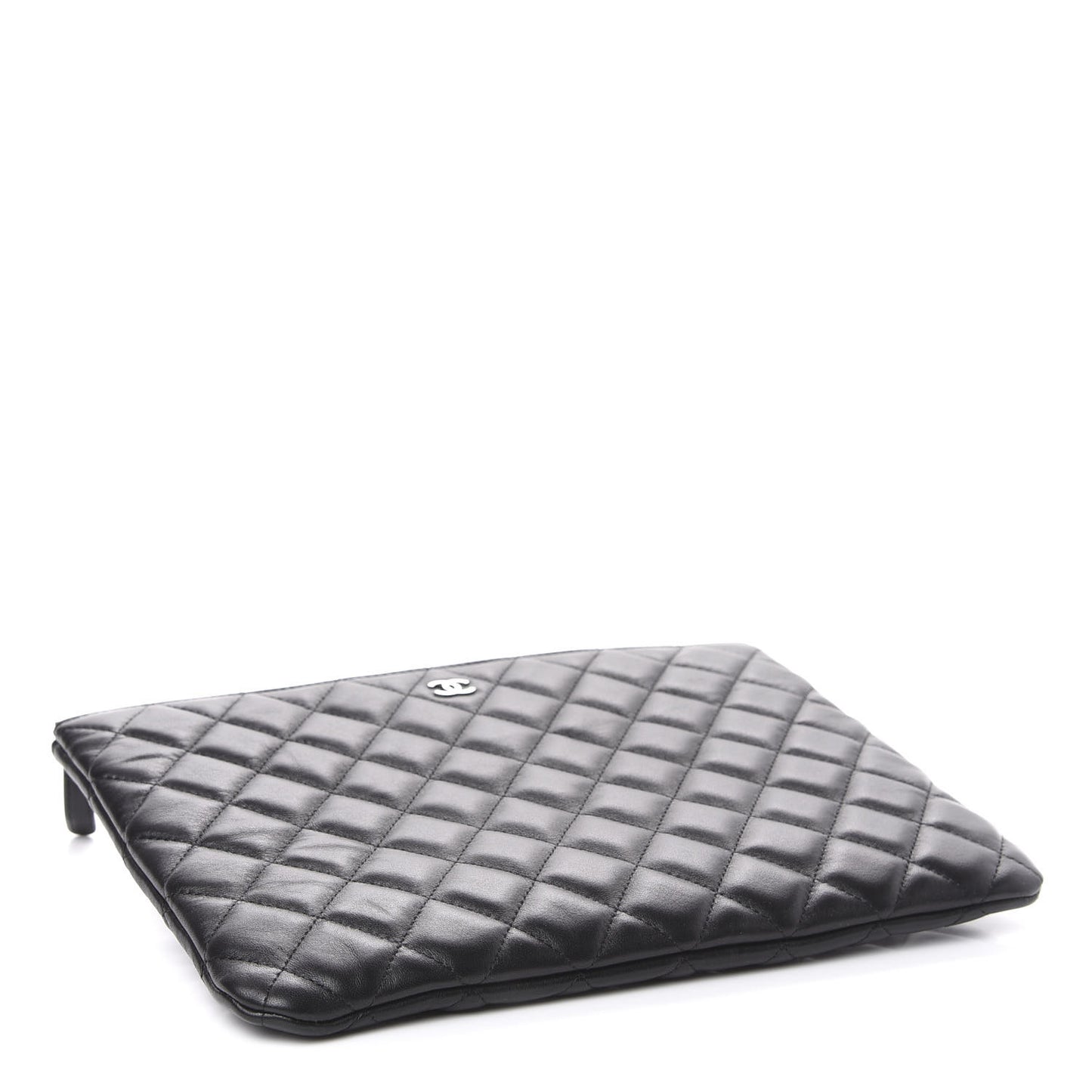 Lambskin Quilted Large Cosmetic Case Black