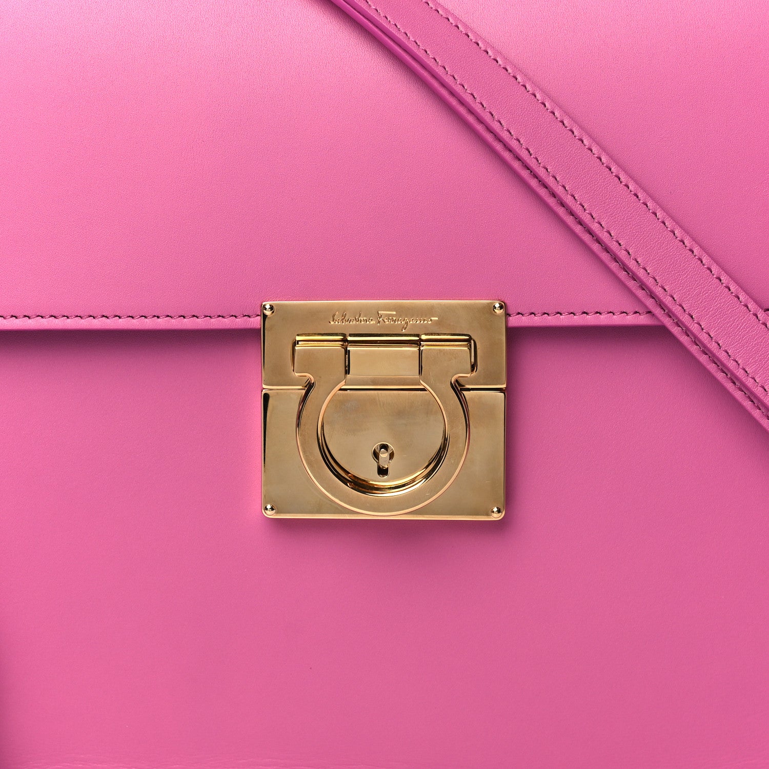 Salvatore Ferragamo Calfskin Gancio Lock Marisol Satchel 7 of 9