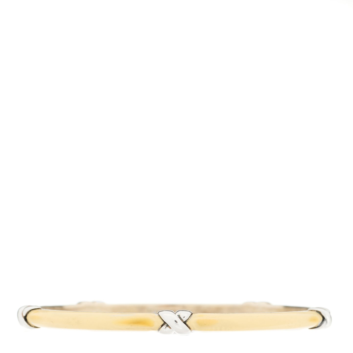 Sterling Silver Enamel Signature X Bangle Bracelet White