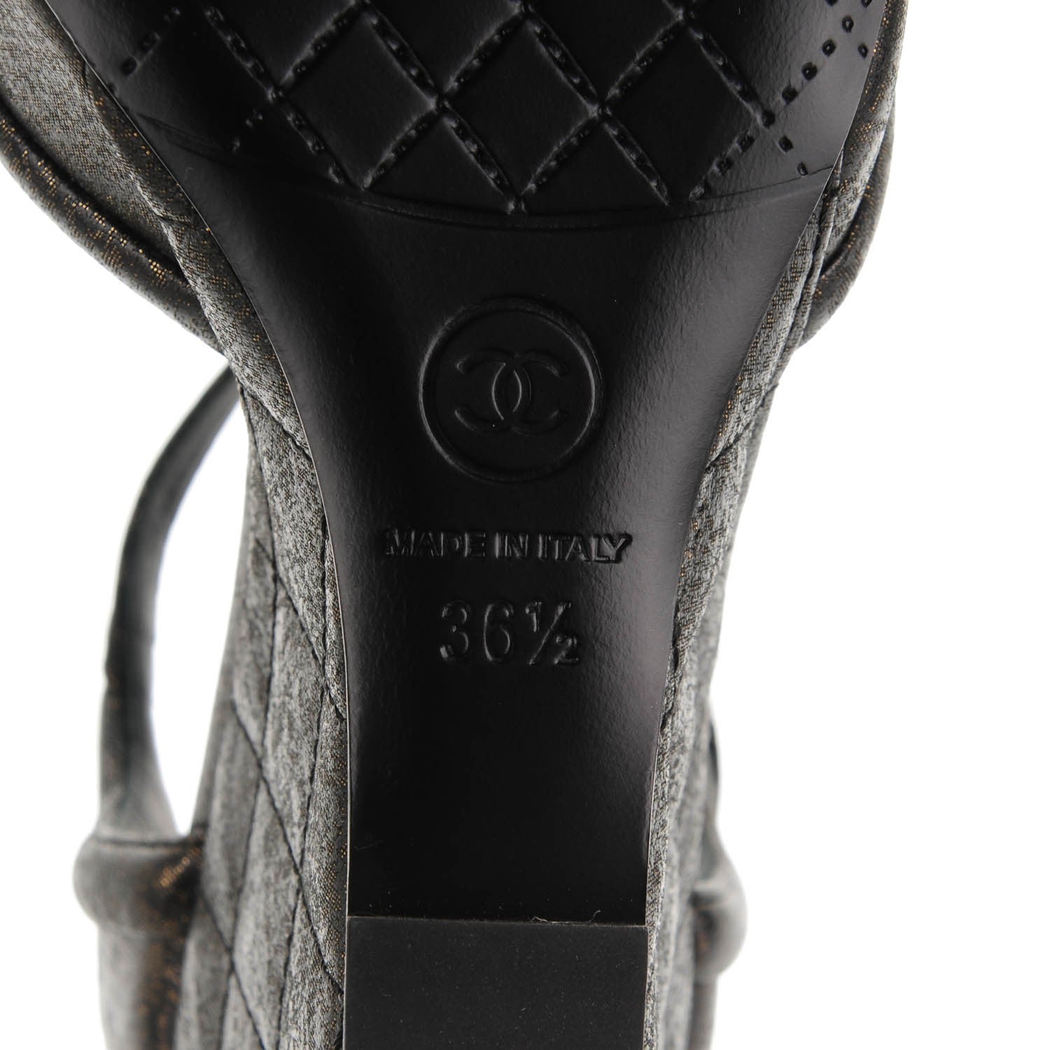 Chanel Lambskin Quilted Fantasy Wedge Sandals 36.5 Black Gold 7 of 8