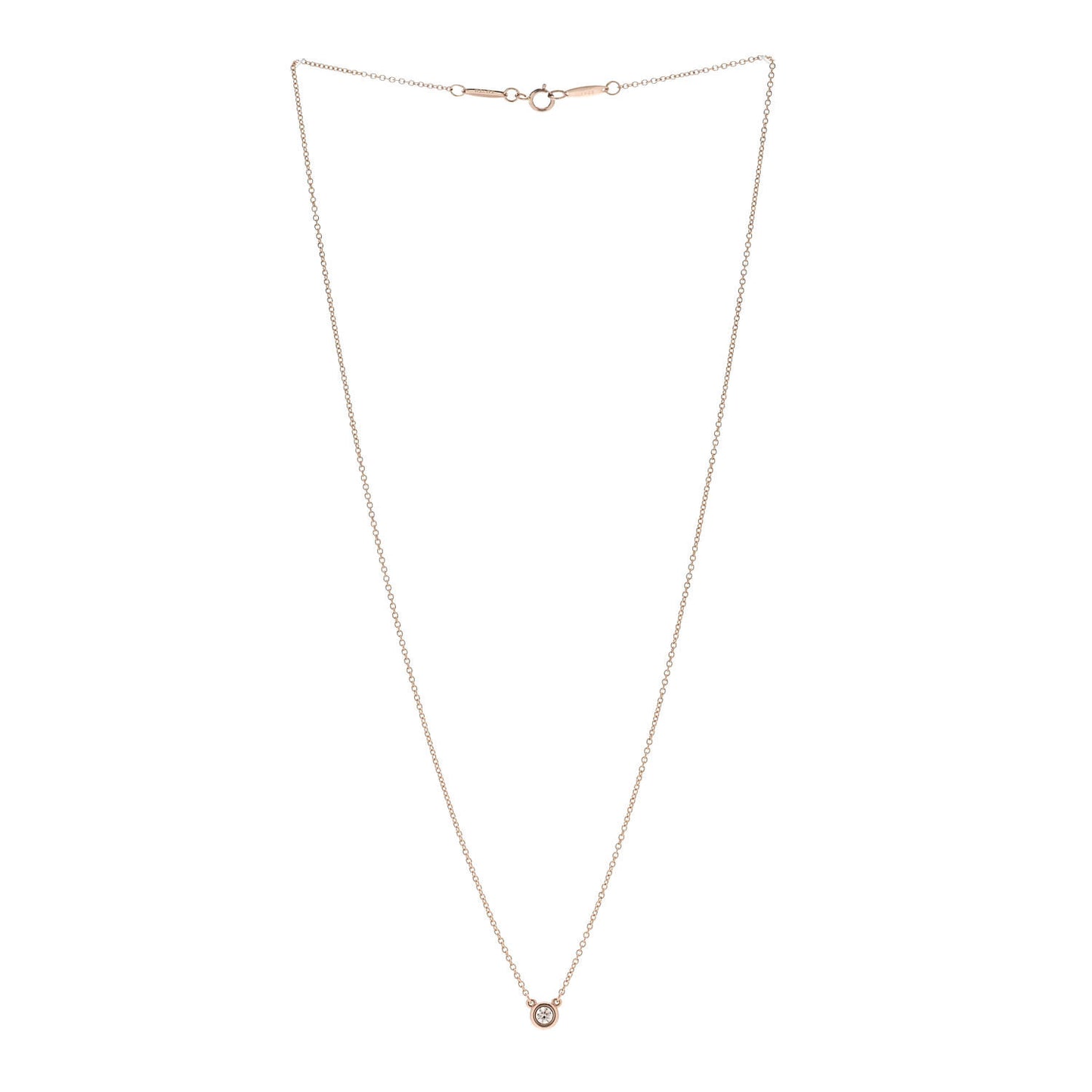 18K Rose Gold Diamond .12ct Elsa Peretti Diamonds by the Yard Pendant Necklace