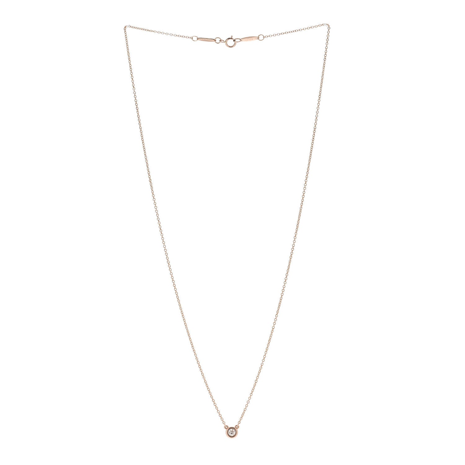 Tiffany 18K Rose Gold Diamond .12ct Elsa Peretti Diamonds by the Yard Pendant Necklace 3 of 6