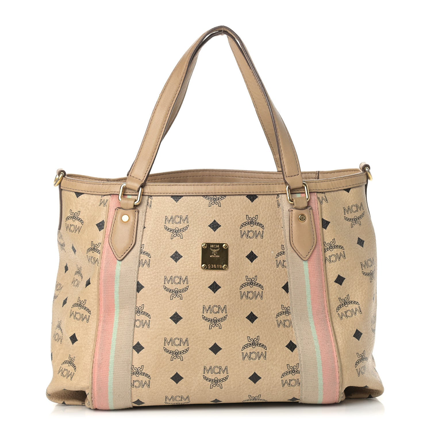 MCM Visetos Striped Tote Beige 1 of 20