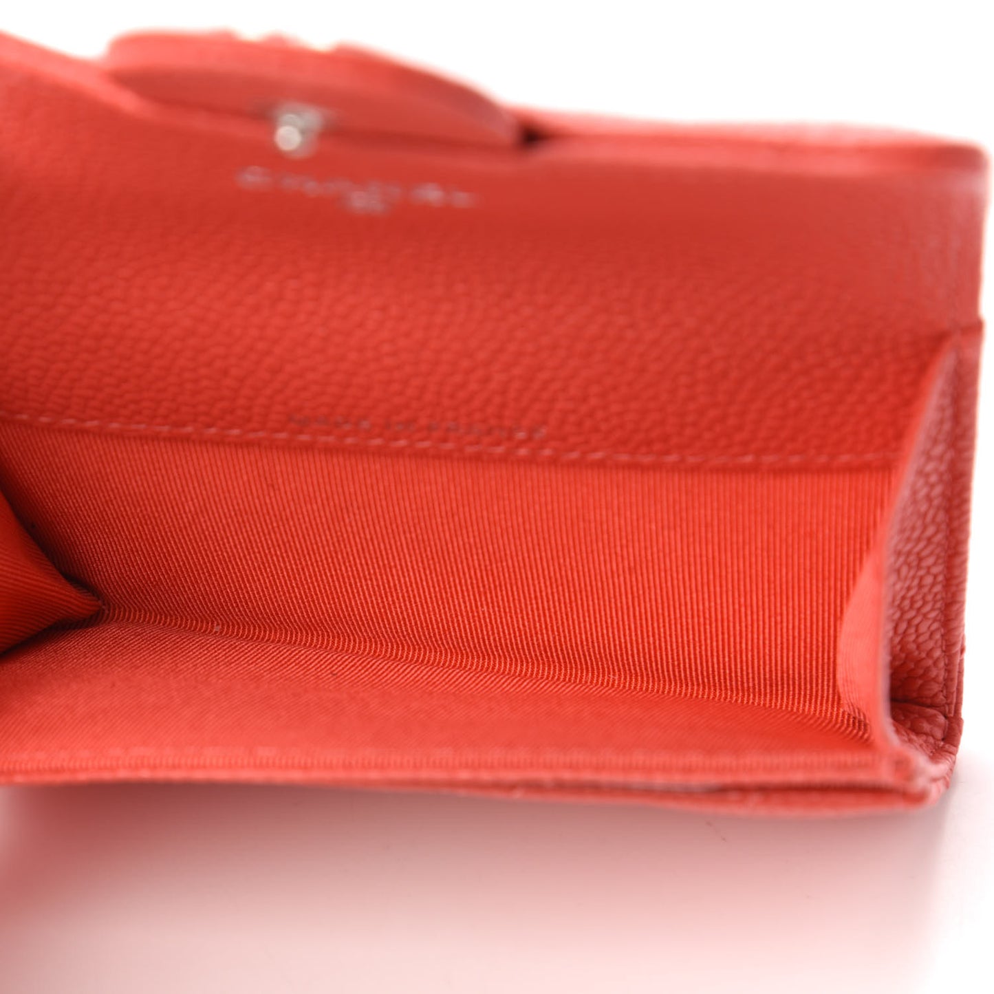 Caviar Chevron Quilted Flap Card Holder Orange