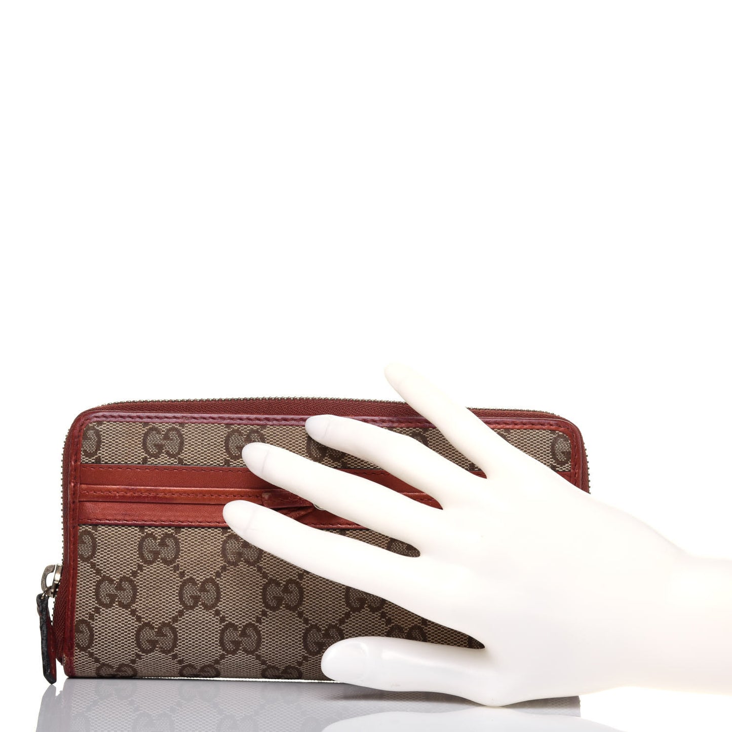 Monogram Bow Zip Around Wallet Brown