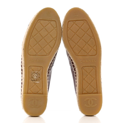 Chanel Lambskin CC Espadrilles 37 Burgundy Black 5 of 9