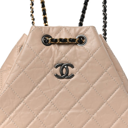 Chanel Aged Calfskin Quilted Small Gabrielle Backpack Beige Black 8 of 11