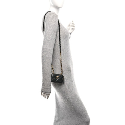 Chanel Lambskin Quilted Mini Lacquered Chain Clutch Black 2 of 10