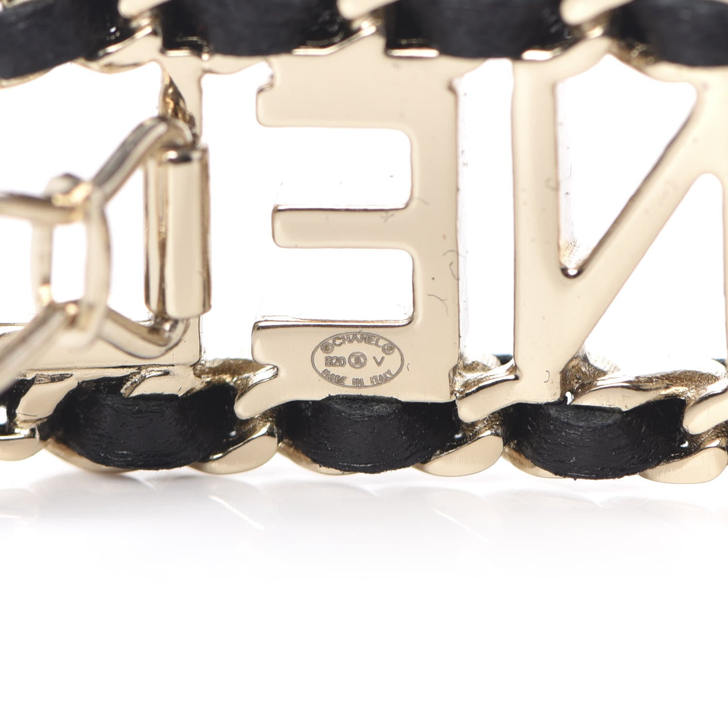 Chanel Metal Lambskin Vintage Allure Logo Hair Clip Black Gold 3 of 4