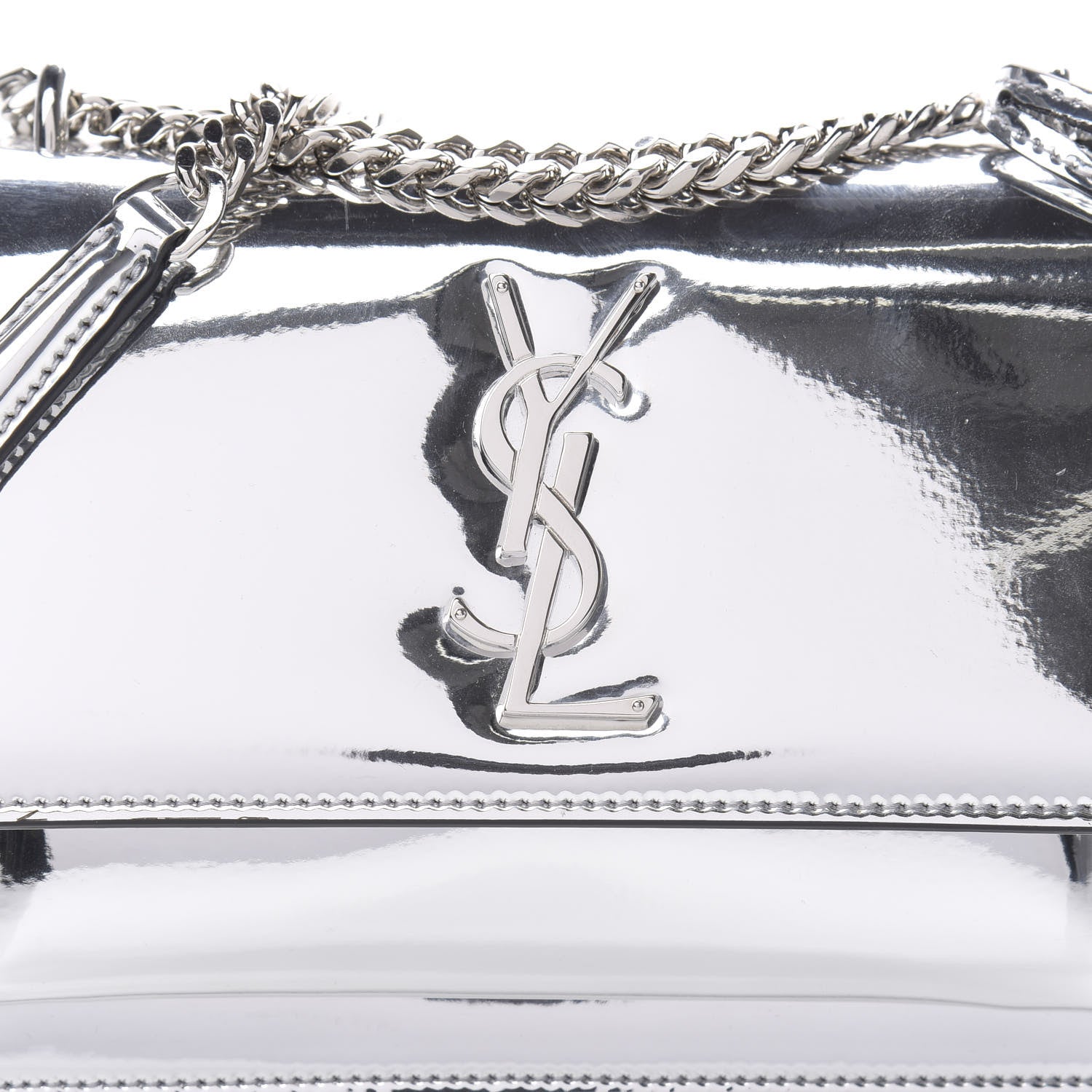 Saint Laurent Metallic Calfskin Small Monogram Sunset Silver