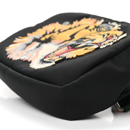 Gucci Canvas Web Tiger Embroidered Messenger Bag Black 9 of 9
