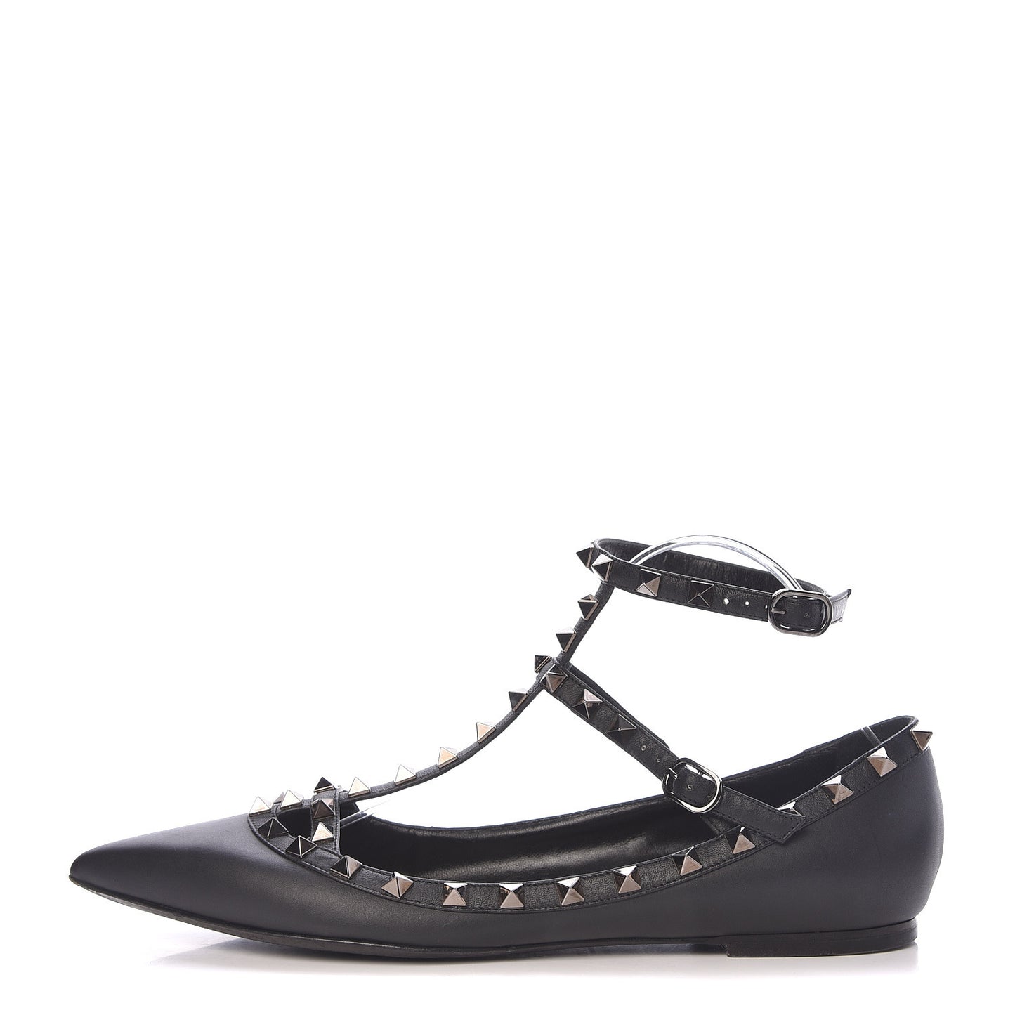 Nappa Rockstud Cage Ballerina Flats 41 Black