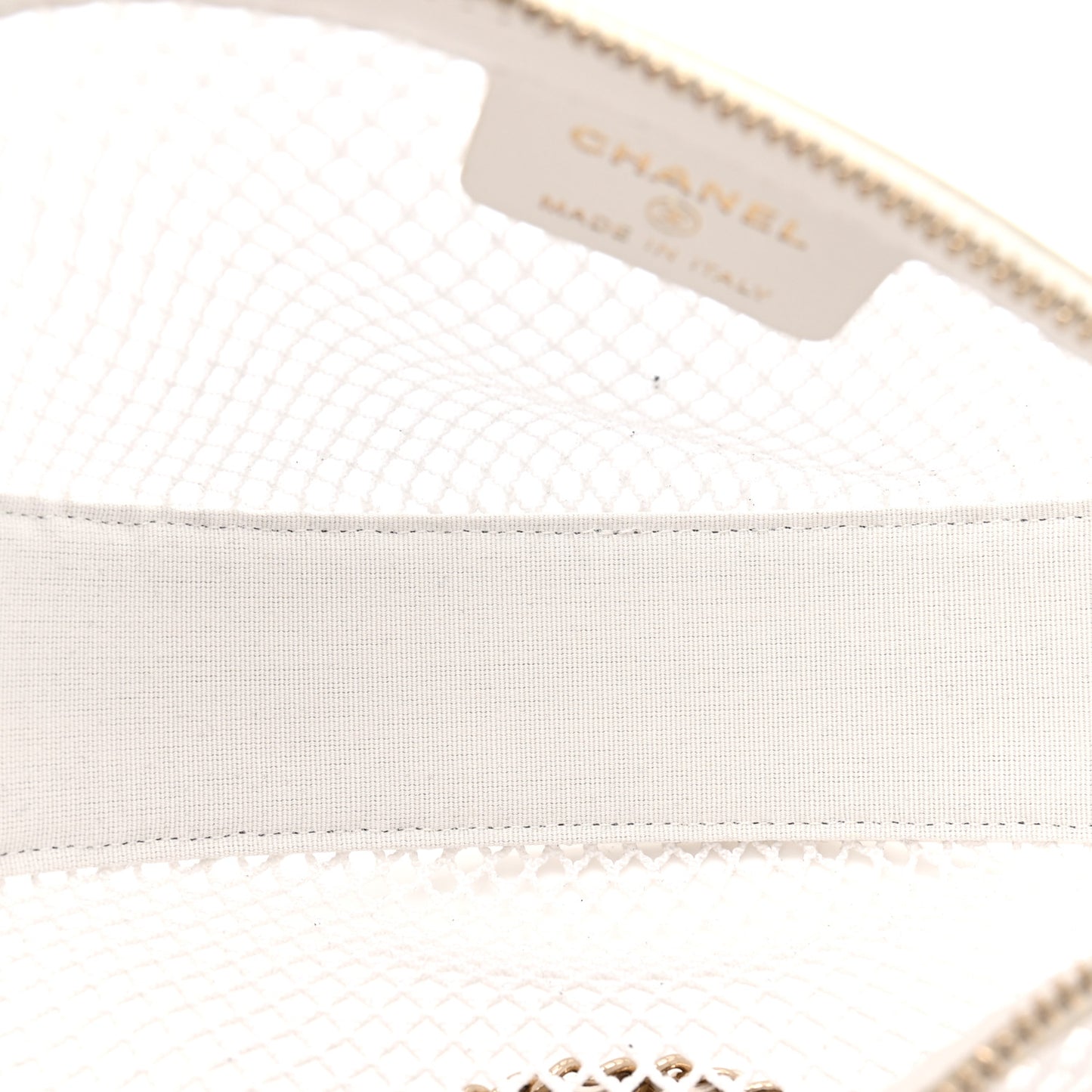 Mesh Shiny Lambskin Chain Hobo White