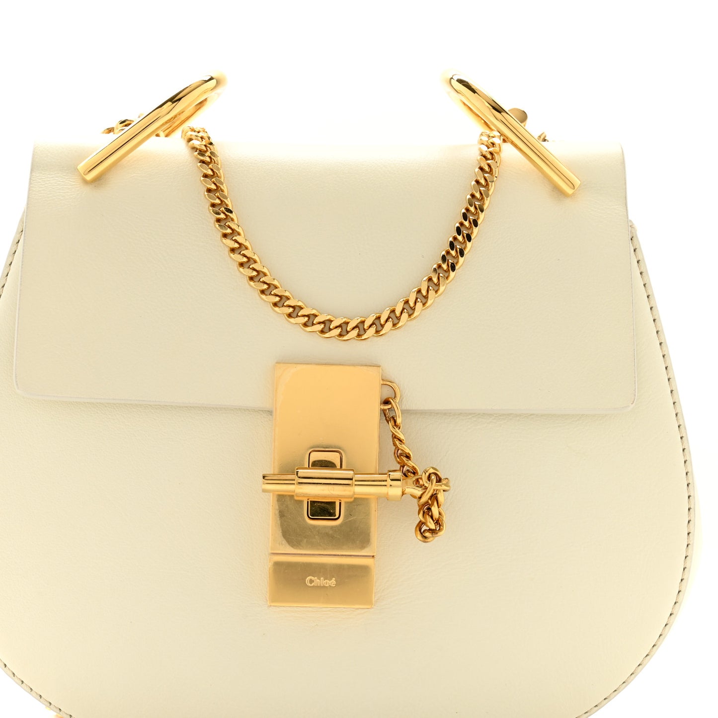 Calfskin Mini Drew Shoulder Bag White